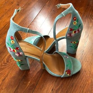 Blue Floral Heels
